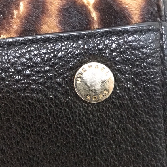 Michael Kors Astrid Haircalf Satchell with Leather Trim & Crossbody Strap - Picture 8 of 10